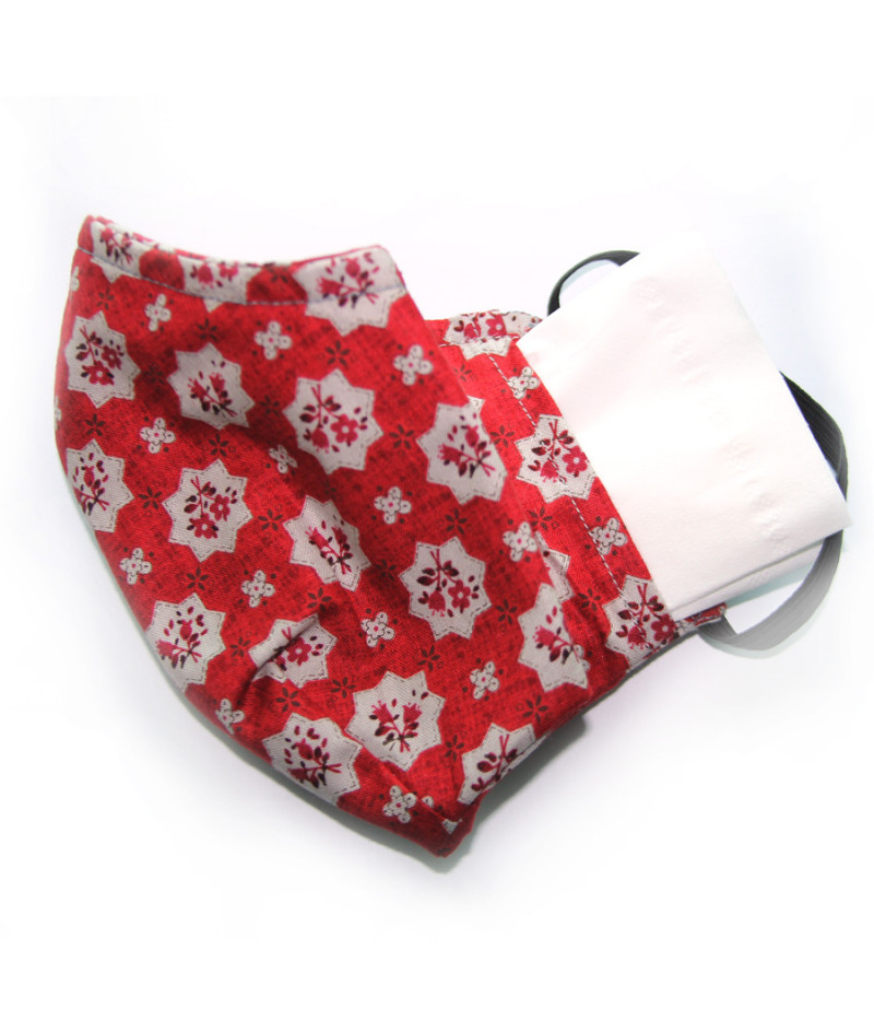 3 Layer Washable Mask with elastic earbands and extra filter pocket, Art.:000708