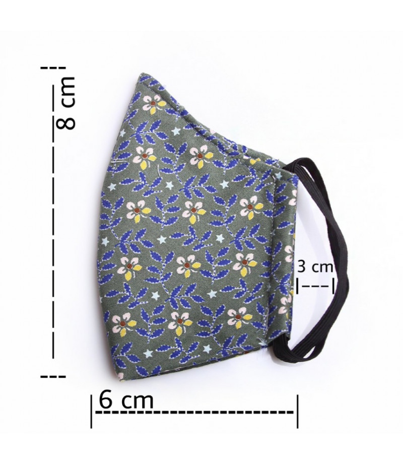 3 Layer Washable Mask with elastic earbands, Art.:000709