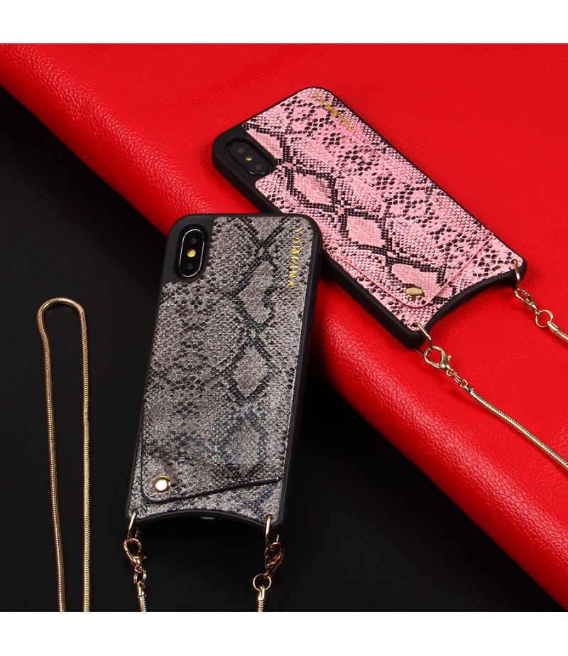 Snake Skin Cross-body Chain Case für iPhone X/XS, Art.:000007