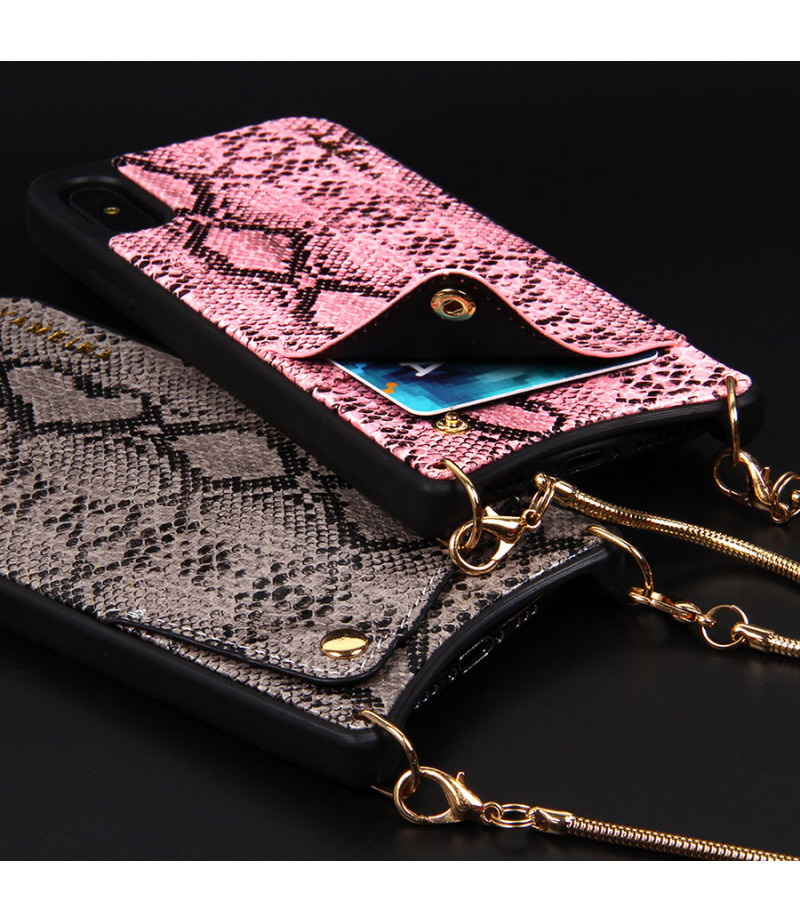 Snake Skin Cross-body Chain Case für iPhone X/XS, Art.:000007