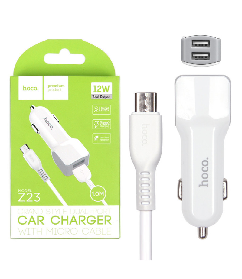 Hoco Z23 Dual-Port Auto Ladegerät mit Micro Kabel, Art.:000418