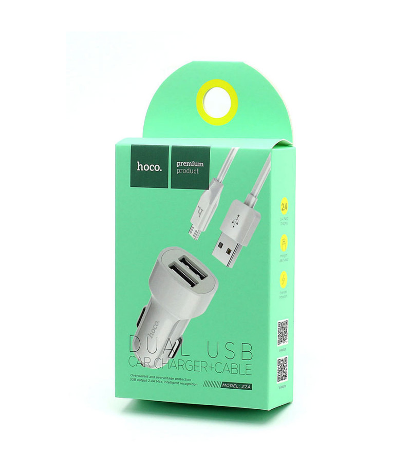 Hoco Z2A Two-Port Car Charger Set with Micro Cable, Art.:000420