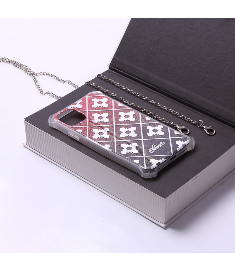 Crossbody-Handykette SILBER Elektroplattiertes Flash-Pulver imd für iPhone 11 Art.:000688