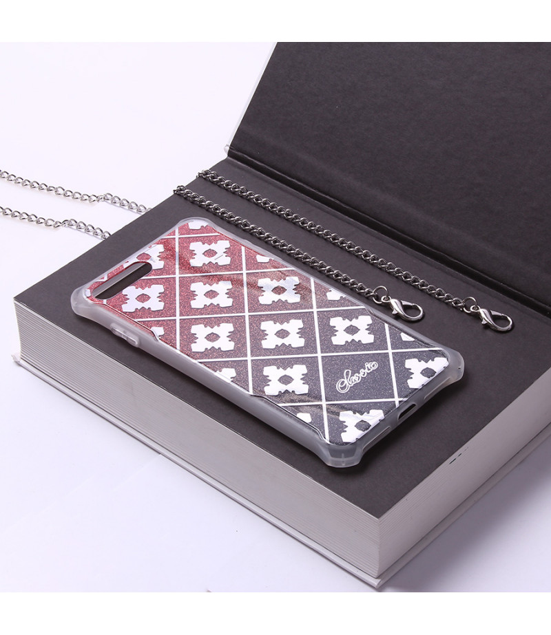 Crossbody-Handykette SILBER Elektroplattiertes Flash-Pulver imd für iPhone 7/8 Art.:000688