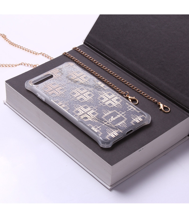 Crossbody-Handykette Gold Elektroplattiertes Flash-Pulver imd für iPhone 7/8 Art.:000689