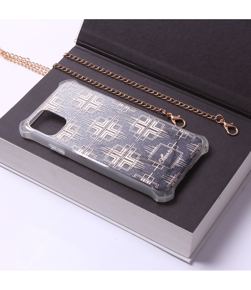 Crossbody-Handykette Gold Elektroplattiertes Flash-Pulver imd für iPhone 11 Pro Art.:000689