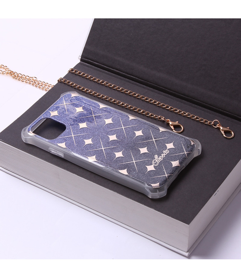 Crossbody-Handykette Gold Elektroplattiertes Flash-Pulver imd für iPhone 11 Pro Max Art.:000690