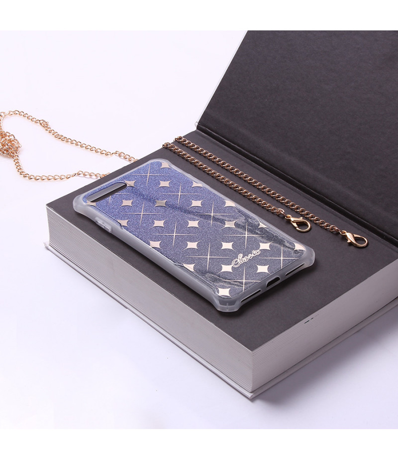 Crossbody-Handykette Gold Elektroplattiertes Flash-Pulver imd für iPhone 7/8 Plus Art.:000690
