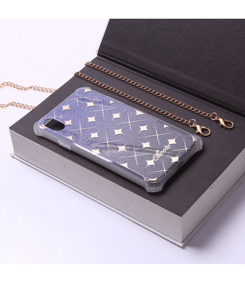 Crossbody-Handykette Gold Elektroplattiertes Flash-Pulver imd für iPhone X/XS Art.:000690