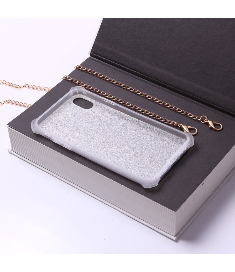 Crossbody-Handykette Gold Elektroplattiertes Flash-Pulver imd für iPhone X/XS Art.:000690