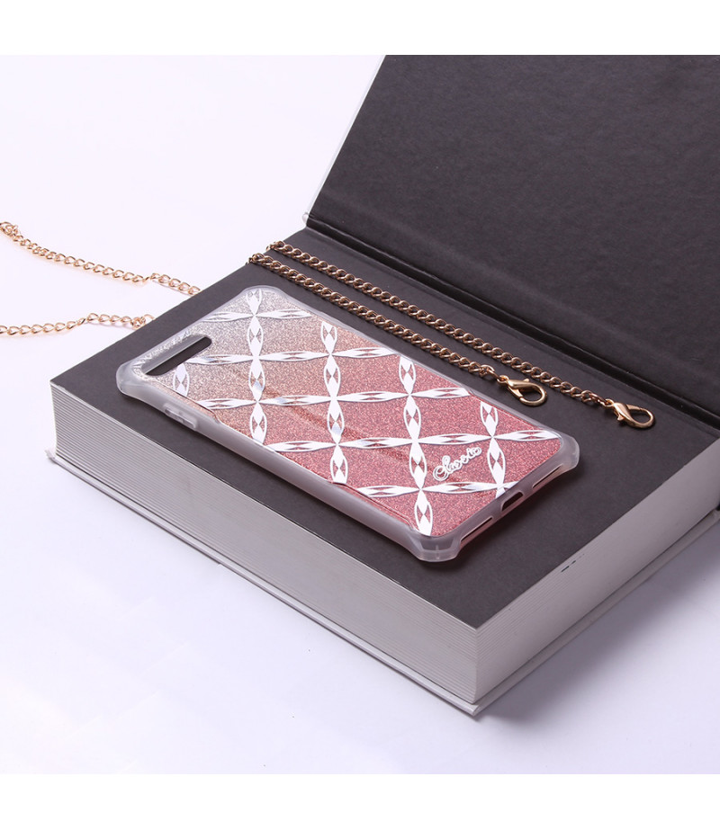 Crossbody-Handykette Gold Elektroplattiertes Flash-Pulver imd für iPhone 7/8 Art.:000691
