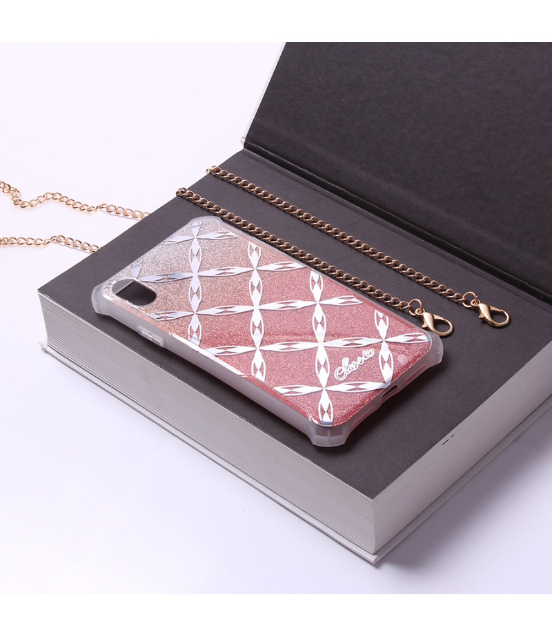 Crossbody-Handykette Gold Elektroplattiertes Flash-Pulver imd für iPhone XR Art.:000691