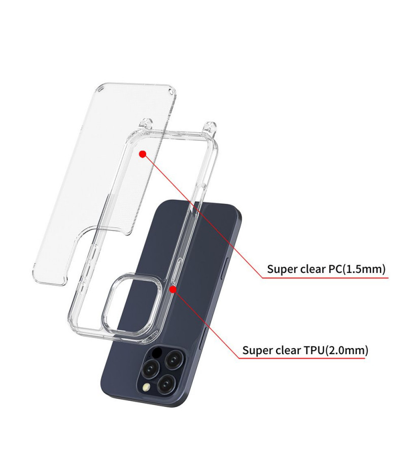 Elfon Transparente Hülle mit Ösen für iPhone 16, Art.: 000802