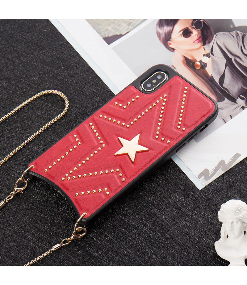 Luxus PU leder sterne cross-body case mit Band für iPhone 6/7/8, Art.:000352