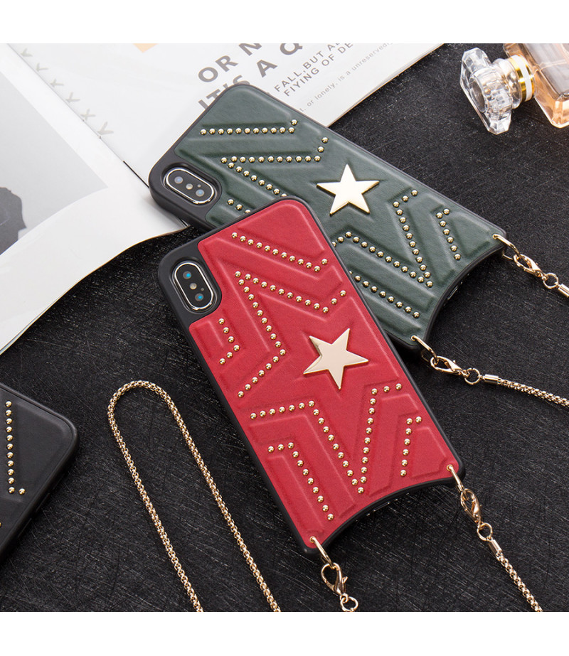 Luxus PU leder sterne cross-body case mit Band für iPhone XS Max , Art.:000352