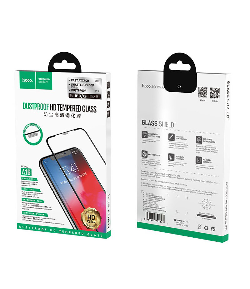 Hoco Dustproof HD tempered glass für iPhone Xs Max/11 Pro Max (A16), Art.: 000726