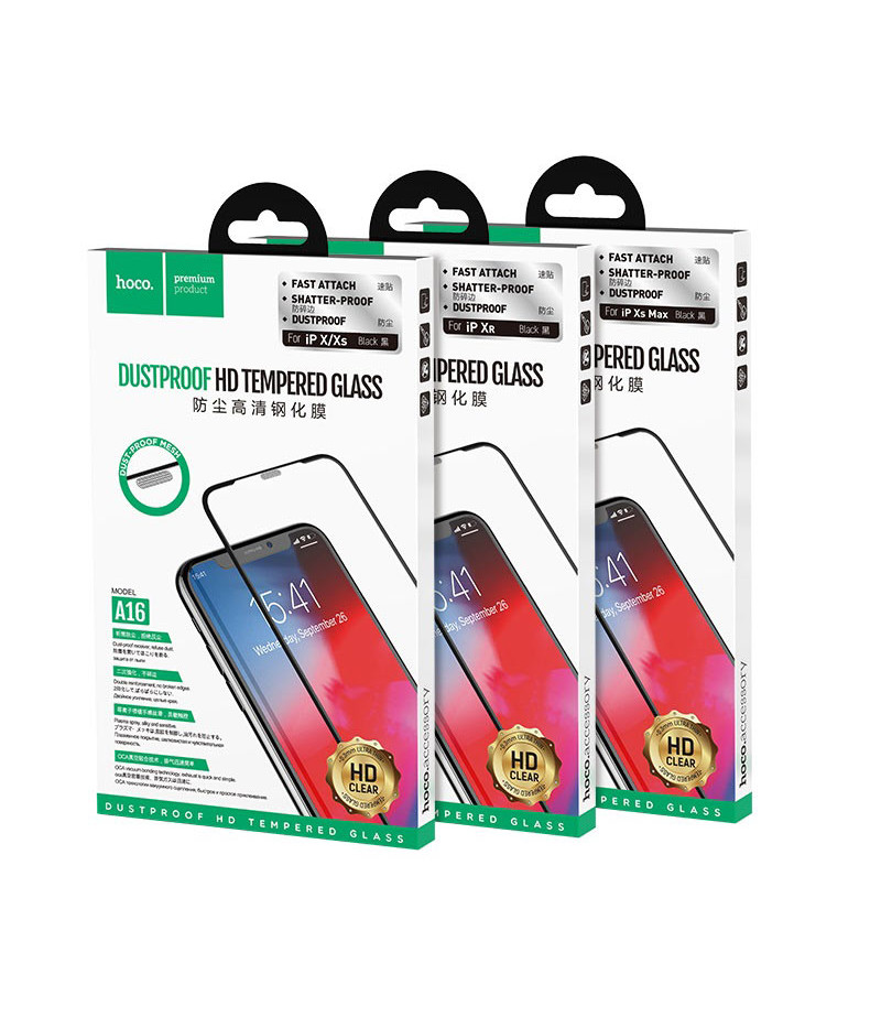 Hoco Dustproof HD tempered glass für iPhone Xs Max/11 Pro Max (A16), Art.: 000726