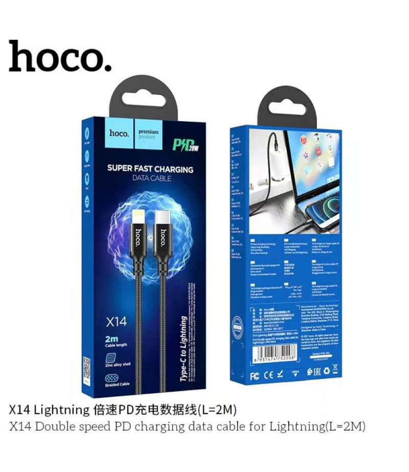 Hoco X14 Ladekabel für Typ-C to Light. (20W) (2m), Art.:000092