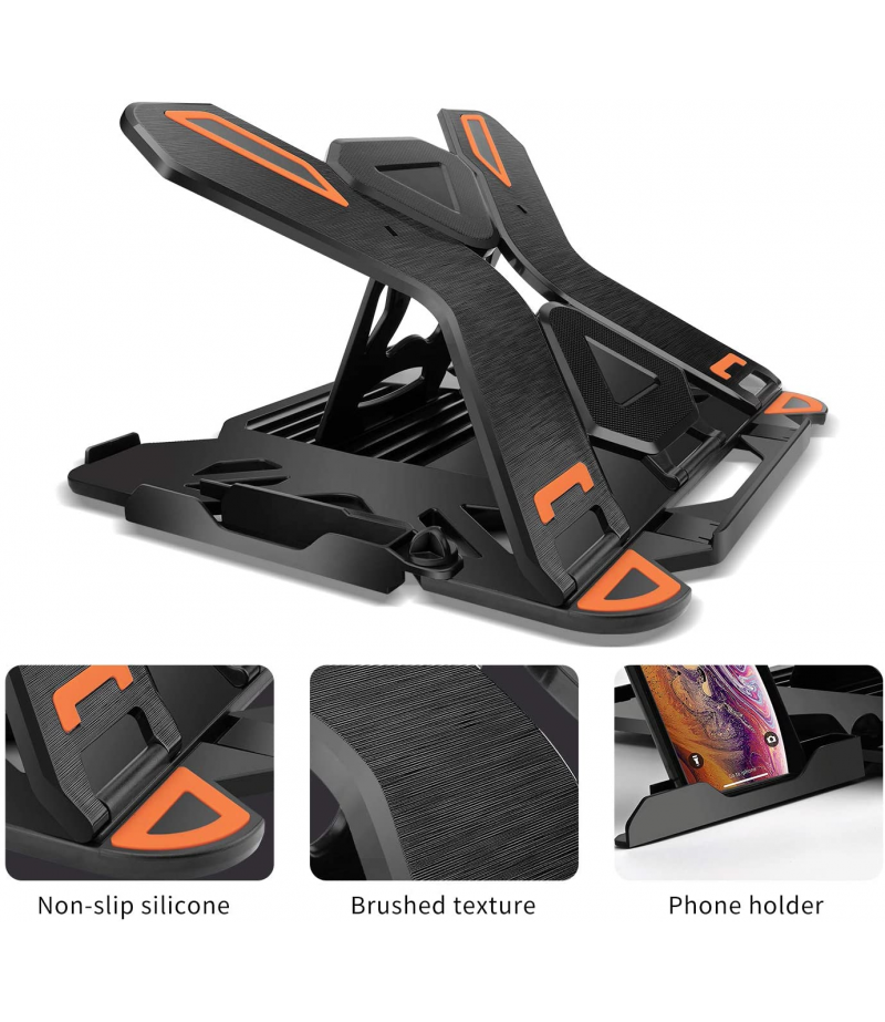 Laptop Stand and Phone Holder Hard Aluminium (E5) 2 in 1, Art.:000832