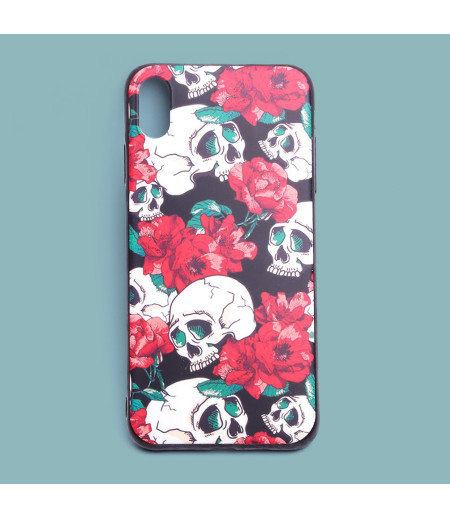 Matt Flowers und Skulls Print Case für iPhone XS Max (6.5), Art.:000445