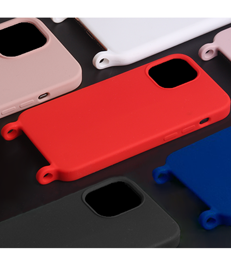 Handyhülle soft touch silicone case mit ösen für kette für iPhone 13 Pro Max, Art.:000350