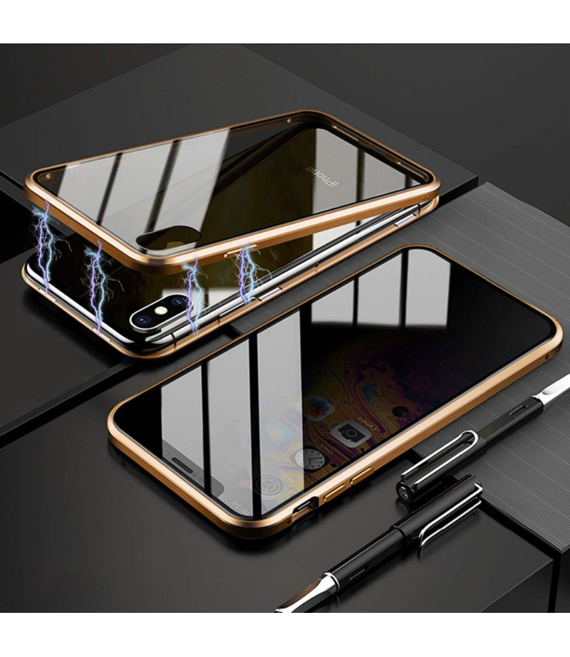 360 grad Metal Magnetic Case Privacy 2 side Glass für iPhone 11 Pro (5.8), Art:000496-2