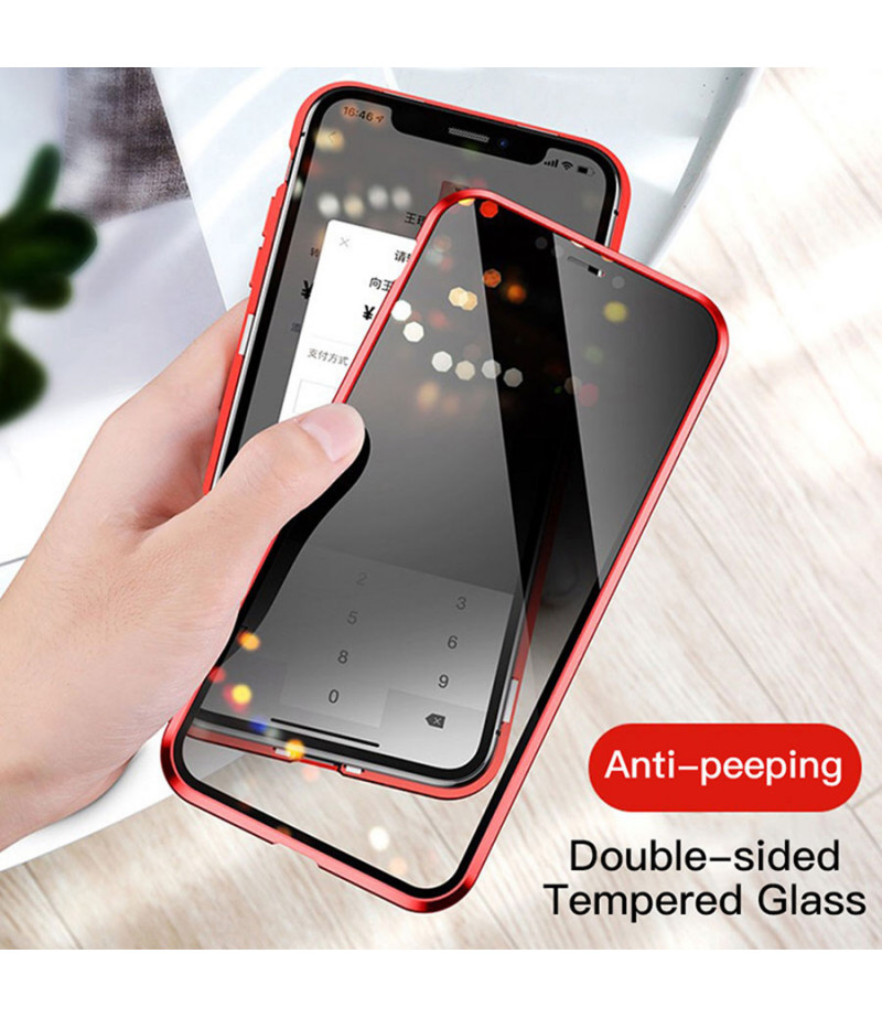 360 grad Metal Magnetic Case Privacy 2 side Glass für iPhone XR, Art:000496-2