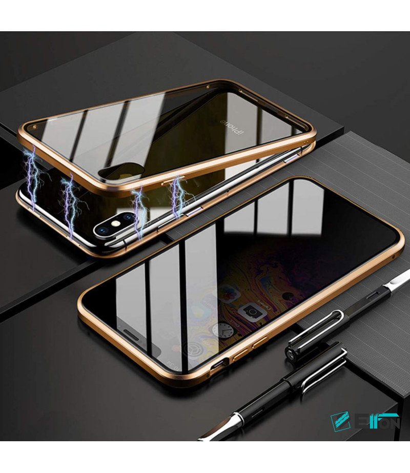 360 grad Metal Magnetic Case Privacy 2 side Glass für iPhone XR, Art:000496-2