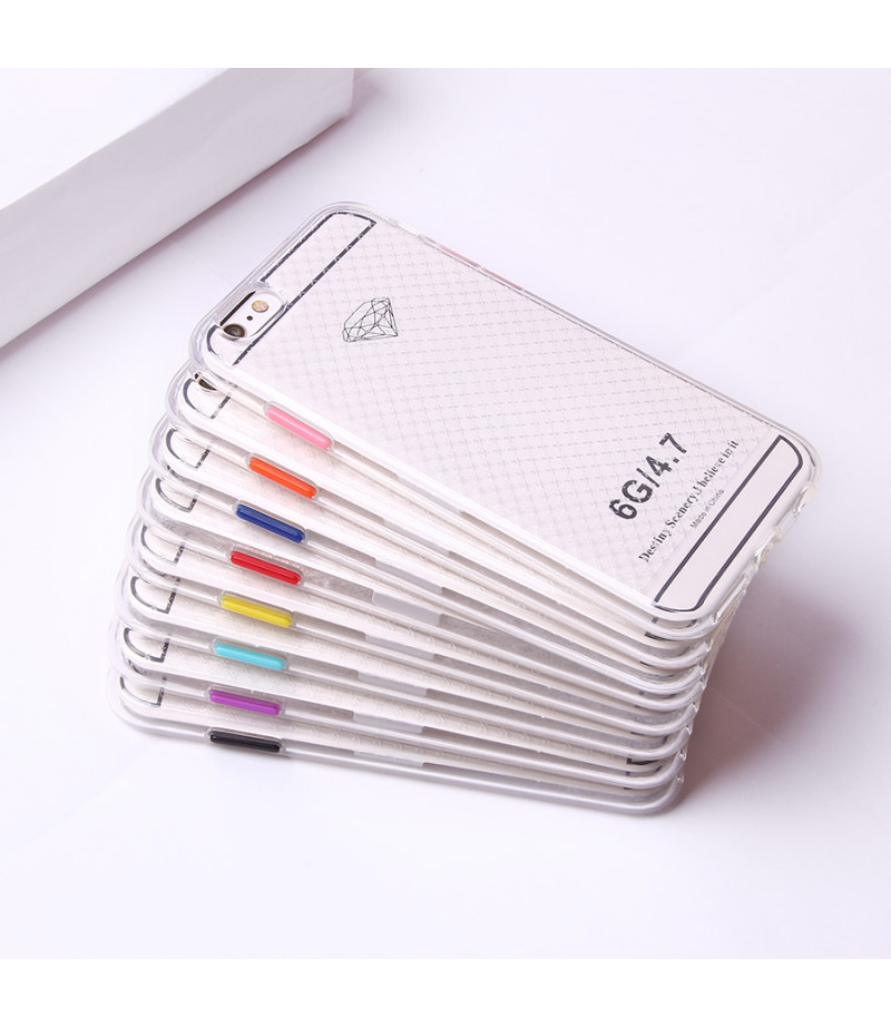 Transparentes Silikon case mit 2mm Farbknöpfen für iPhone 6/6S, Art.:000694