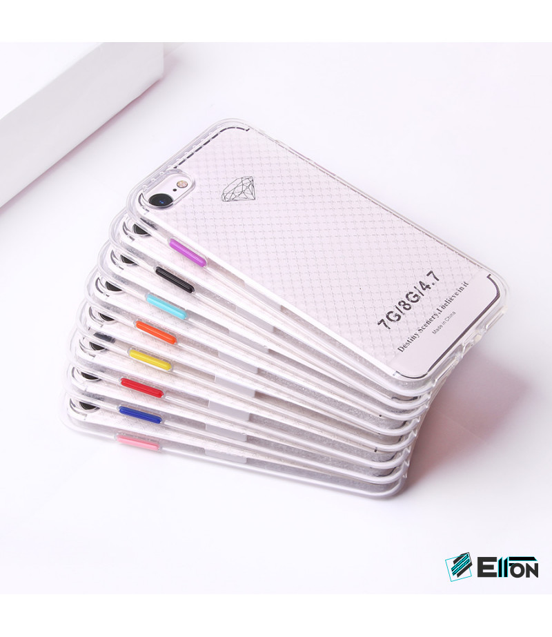 Transparentes Silikon case mit 2mm Farbknöpfen für iPhone 7/8, Art.:000694