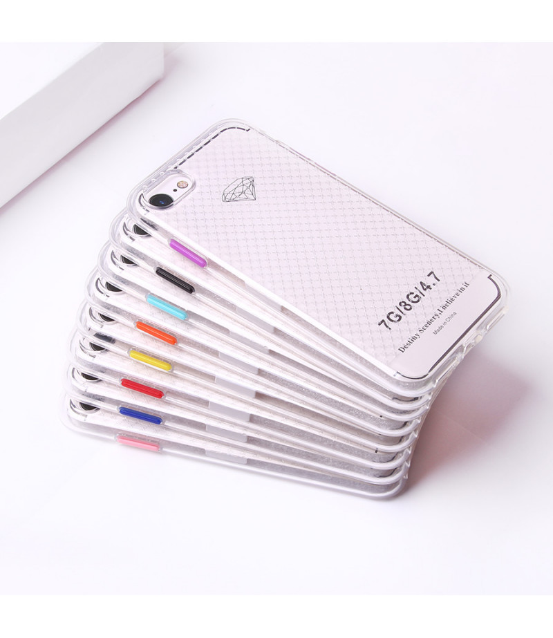 Transparentes Silikon case mit 2mm Farbknöpfen für iPhone 7/8, Art.:000694