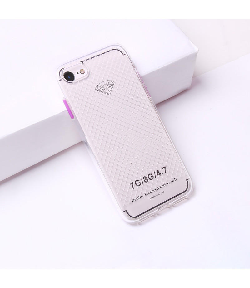 Transparentes Silikon case mit 2mm Farbknöpfen für iPhone 7/8, Art.:000694