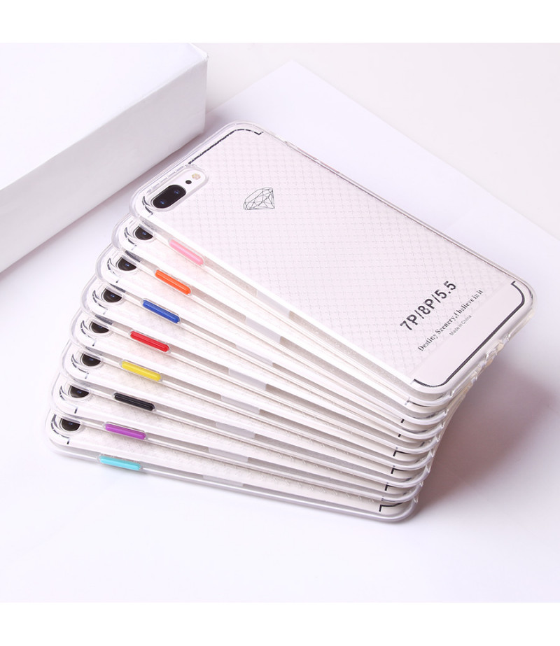 Transparentes Silikon case mit 2mm Farbknöpfen für iPhone 7/8 Plus, Art.:000694