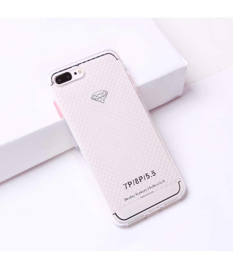 Transparentes Silikon case mit 2mm Farbknöpfen für iPhone 7/8 Plus, Art.:000694