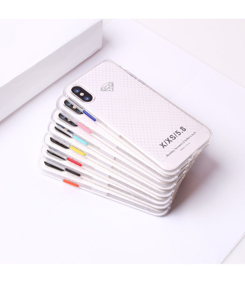 Transparentes Silikon case mit 2mm Farbknöpfen für iPhone X/XS, Art.:000694