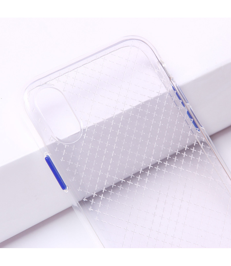 Transparentes Silikon case mit 2mm Farbknöpfen für iPhone X/XS, Art.:000694