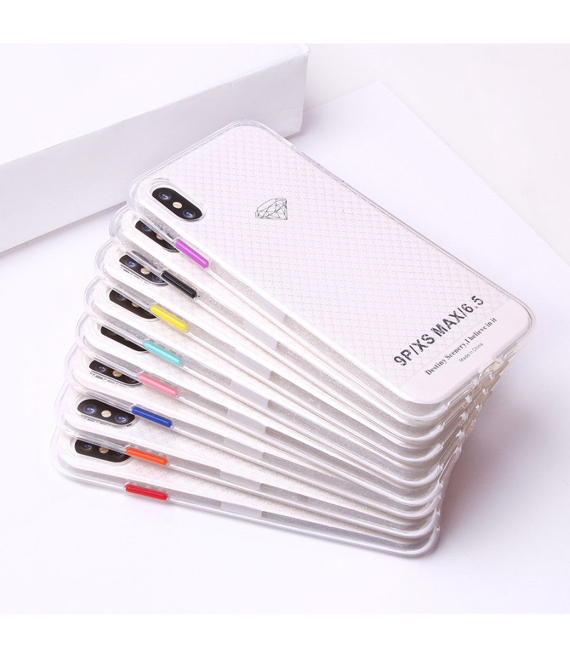 Transparentes Silikon case mit 2mm Farbknöpfen für iPhone XS Max, Art.:000694