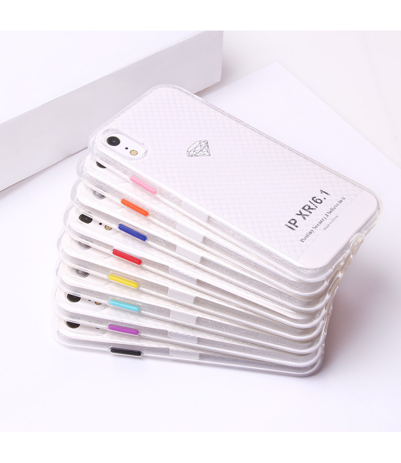 Transparentes Silikon case mit 2mm Farbknöpfen für iPhone XR, Art.:000694