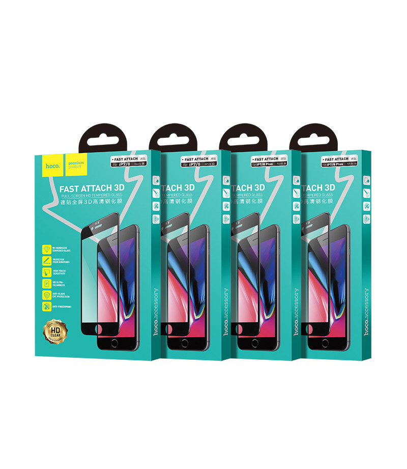 Hoco Fast Attach 3D Full-Screen Tempered Glass für iPhone 7/8 (A8), Art.:000476