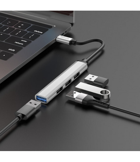 Hoco HB26 4 in 1 adapter(Type-C to USB3.0+USB2.0*3), Art.:000978