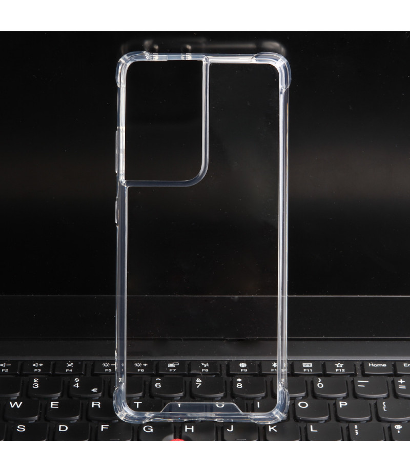 Vorpräparierte Hülle mit LöchernTPU+PC hart kristallklar für Samsung Galaxy S21 Ultra, Art.:000004