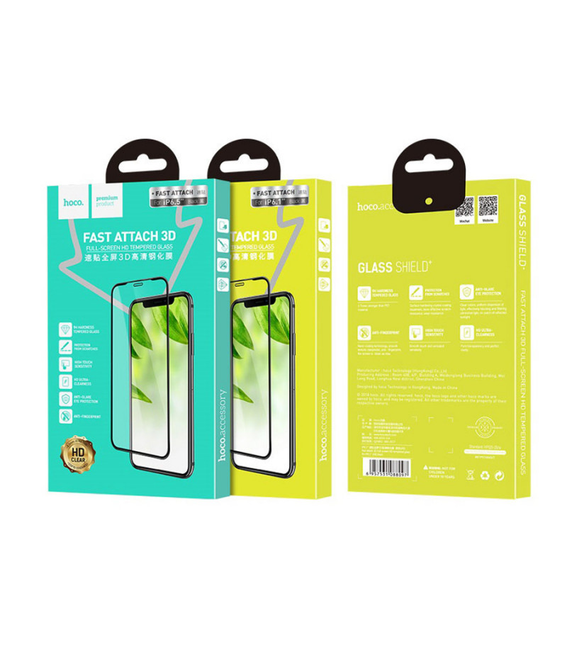 Hoco Fast Attach 3D Full-Screen Tempered Glass für iPhone X/Xs/ für iPhone 11 Pro (A8), Art.:000476