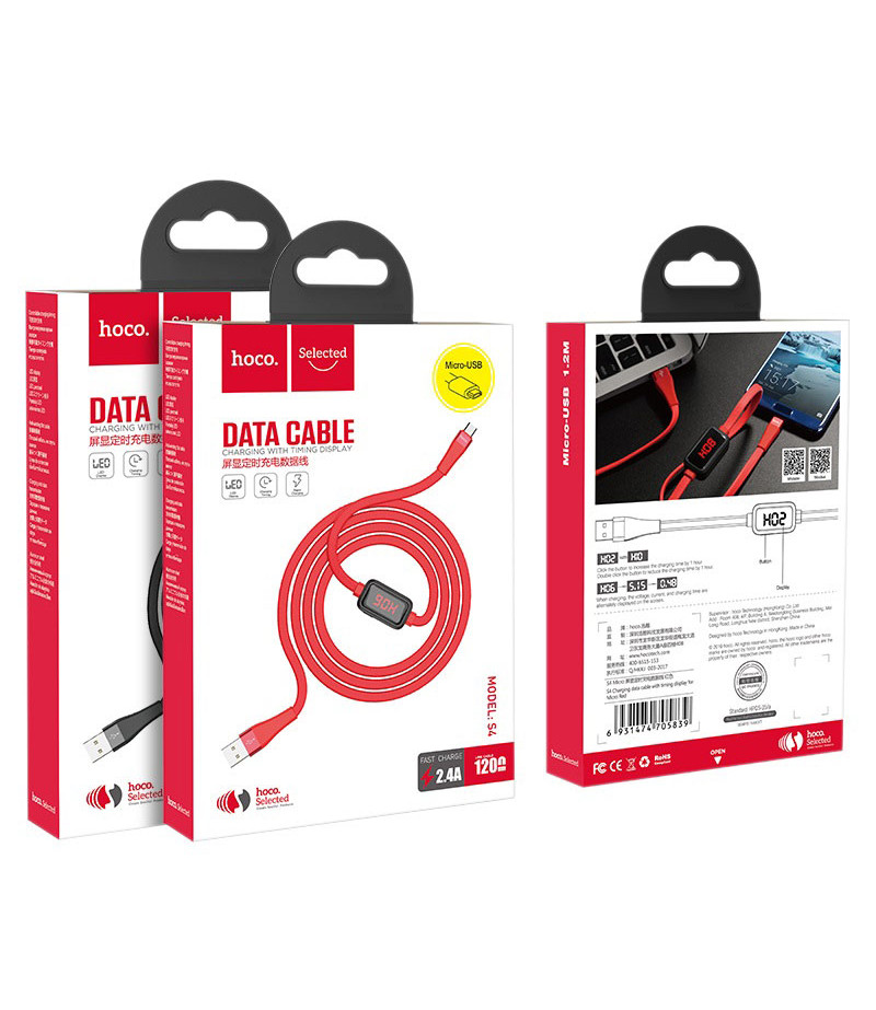 Hoco S4 Ladedatenkabel mit Zeitanzeige für Micro/ Charging data cable with display, Art.:000766