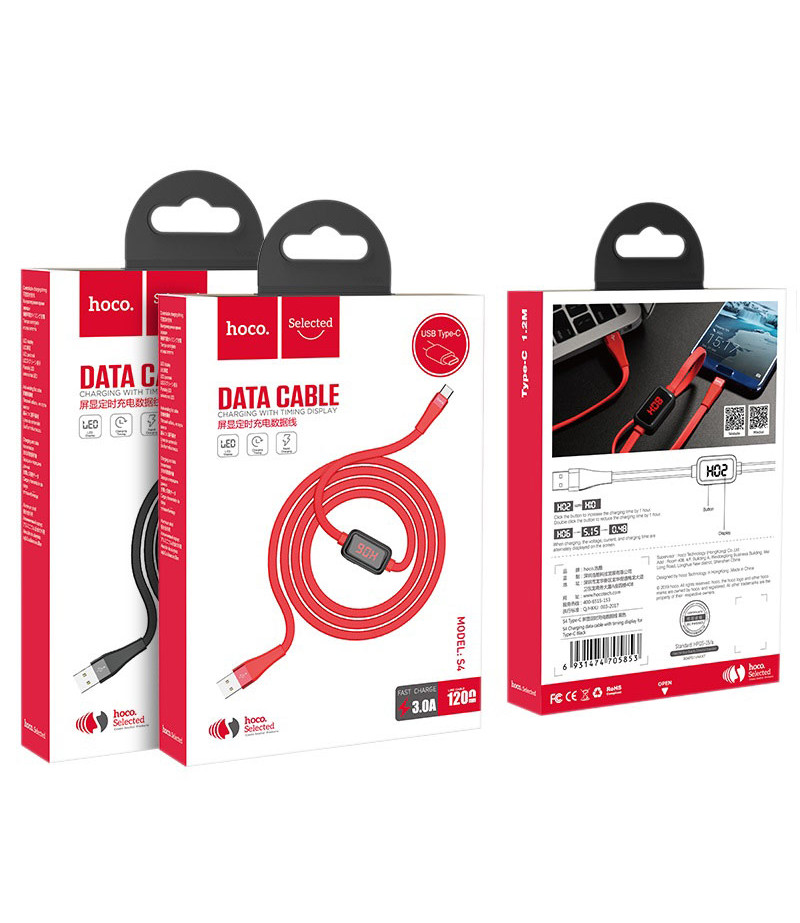 Hoco S4 Ladedatenkabel mit Zeitanzeige für Typ-C/ Charging data cable with display, Art.:000766