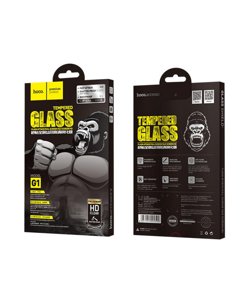 Hoco Flash Attach Full Screen HD Tempered Glass für iPhone X/Xs, 11 Pro (G1), Art.:000173