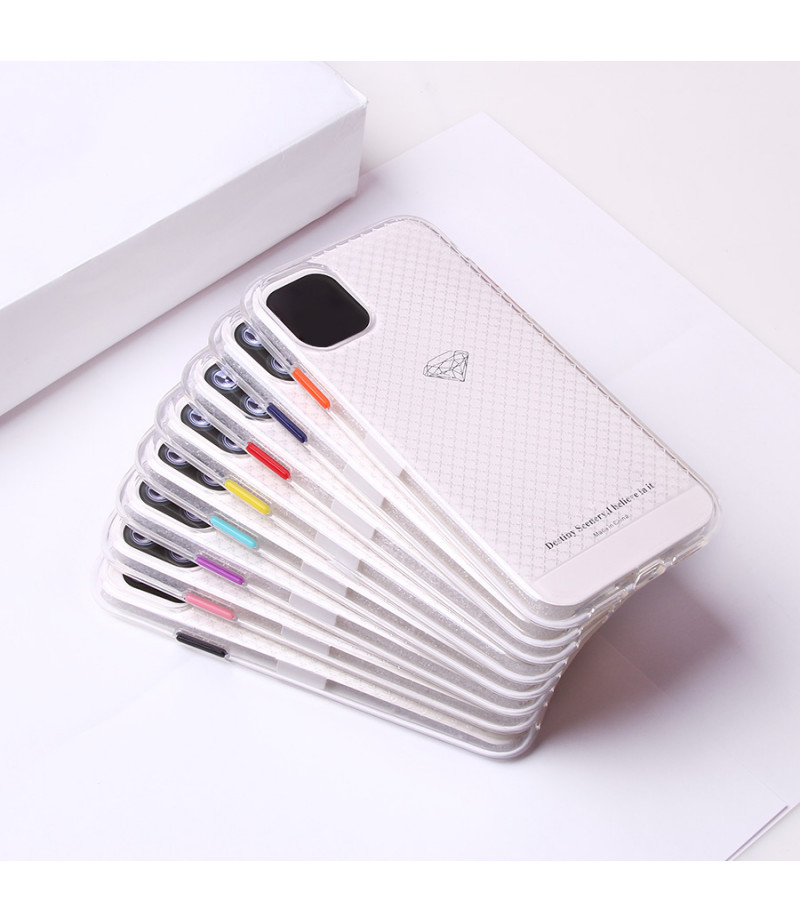 Transparentes Silikon case mit 2mm Farbknöpfen für iPhone 11 Pro, Art.:000694