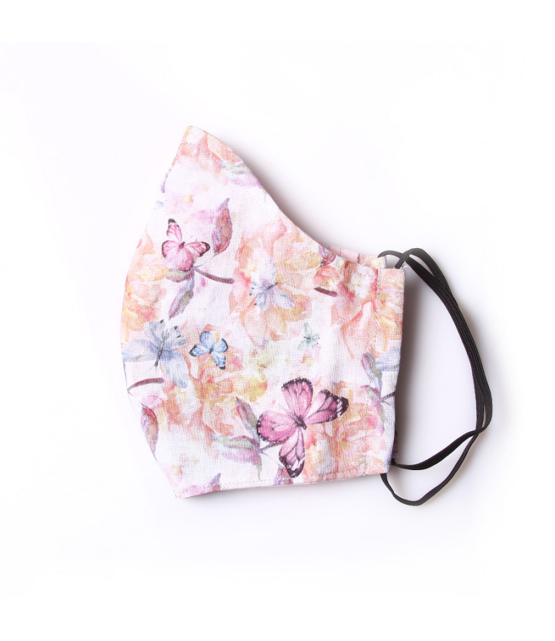 2 Layer Washable Butterfly Mask with attached earbands and extra filter pocket, Art.:000717