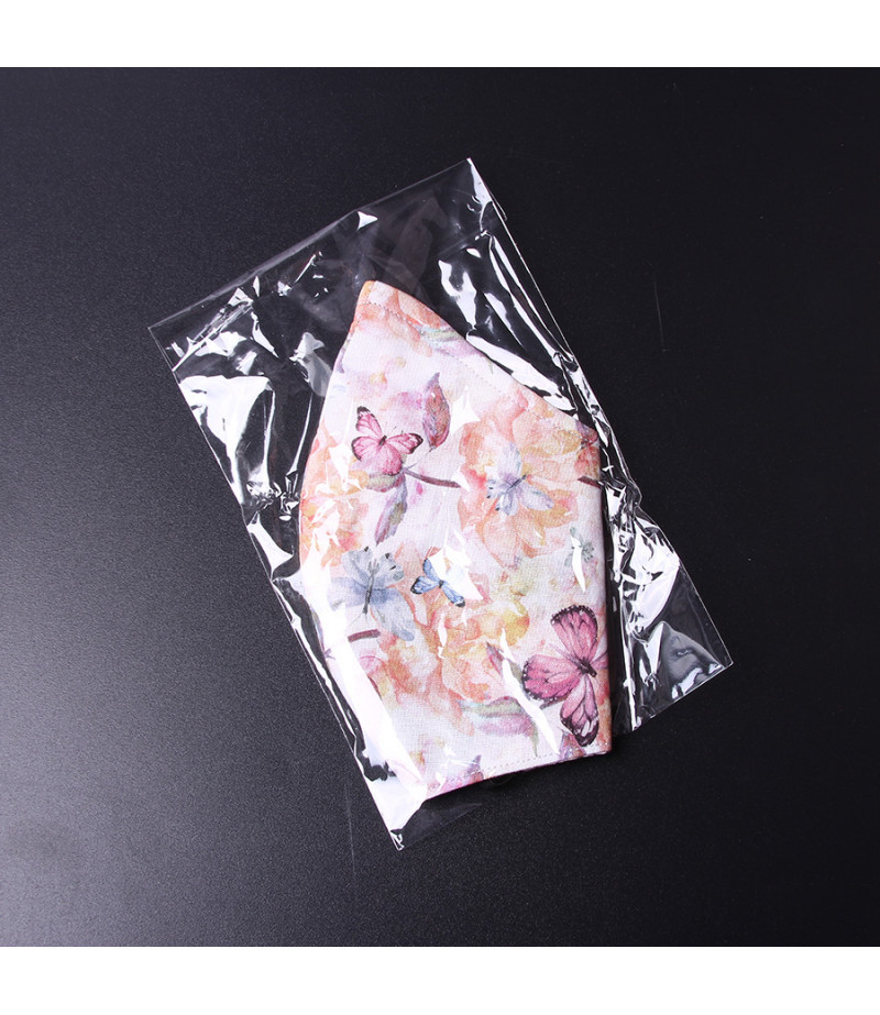 2 Layer Washable Butterfly Mask with attached earbands and extra filter pocket, Art.:000717