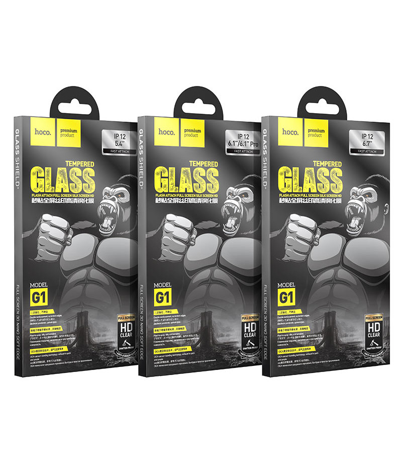 Hoco Flash Attach Full Screen HD Tempered Glass für iPhone 12/ 12 Pro (6,1) (G1), Art.:000173